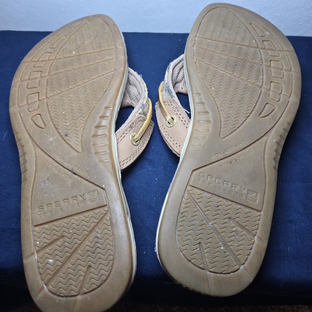 Womens Sperry Topsider Thing Flip Flop Leopsrd Print Sequins Size 6 - Picture 5 of 5